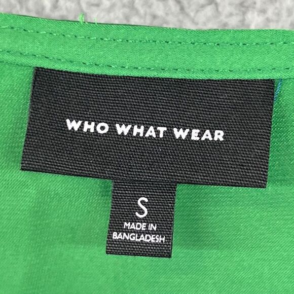 Who What Wear Balloon Long Sleeve Keyhole Blouse Kelly Green Sz Small - Picture 10 of 11